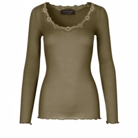 Rosemunde - Silk T-shirt Regular LS Vintage Lace // Military Olive